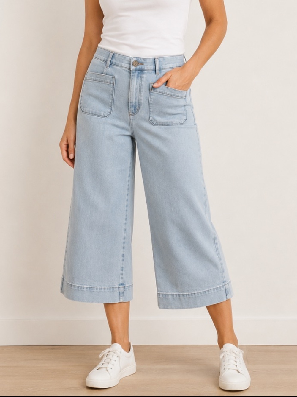 LOFT Palmer Wide Leg Crop Jeans in Light Vintage Indigo Wash - Size 12